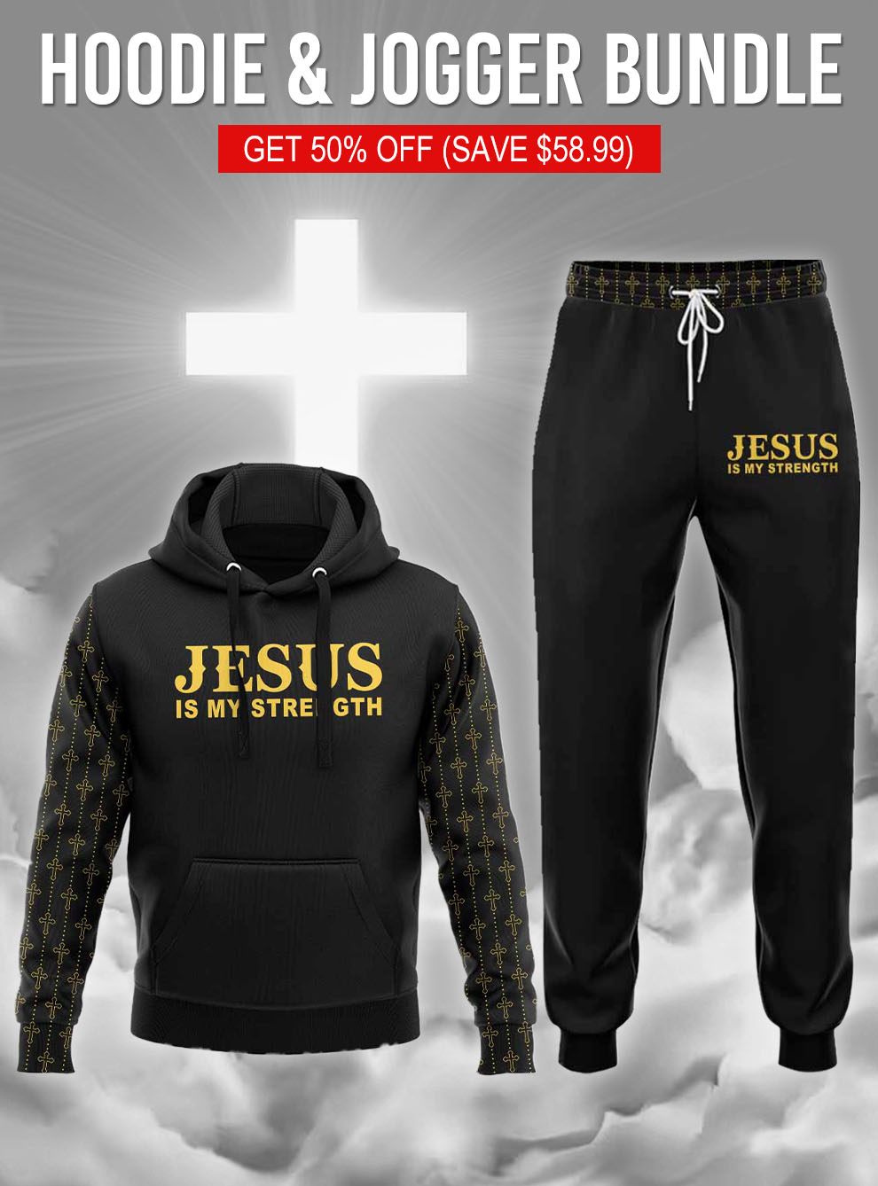 Jesus Is My Strength Hoodie & Jogger Bundle