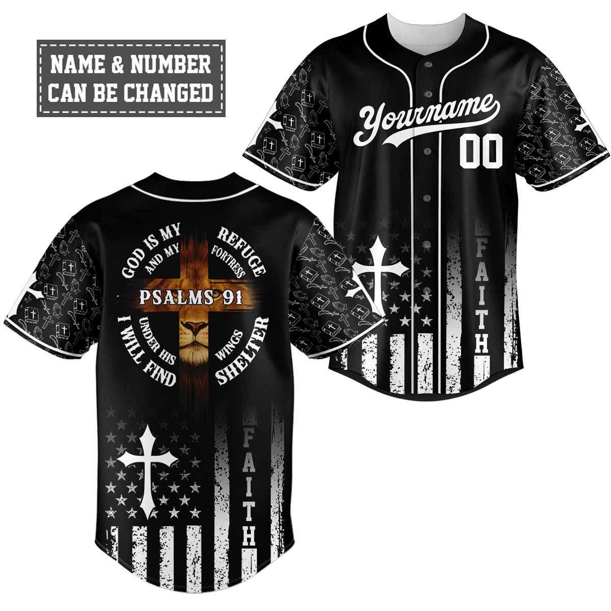 "God Is My Refuge" Baseball Jersey Personalized
