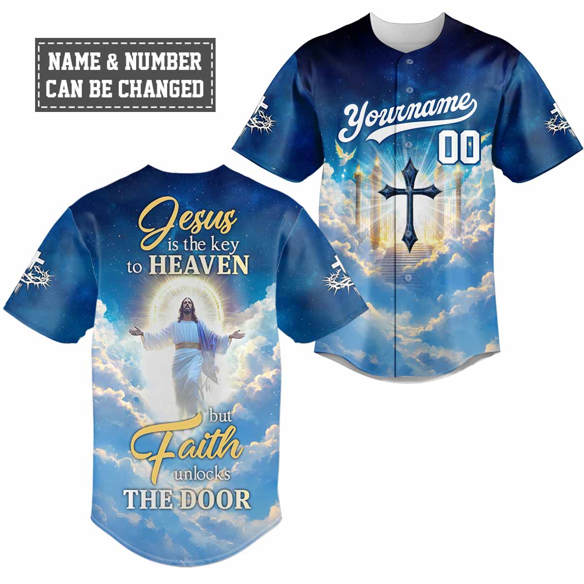 "Faith Unlocks The Door" Baseball Jersey Personalized