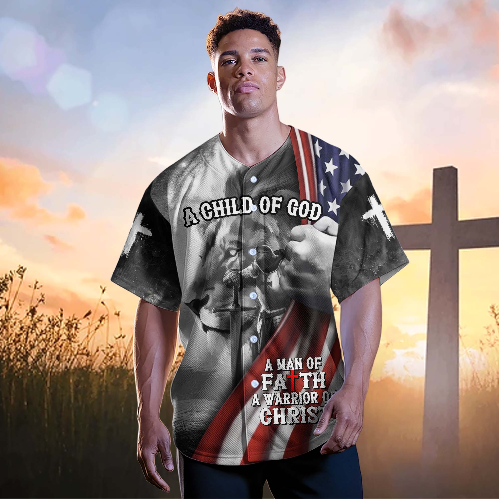 A Child Of God A man Of Faith A Warrior Of Christ Baseball Jersey
