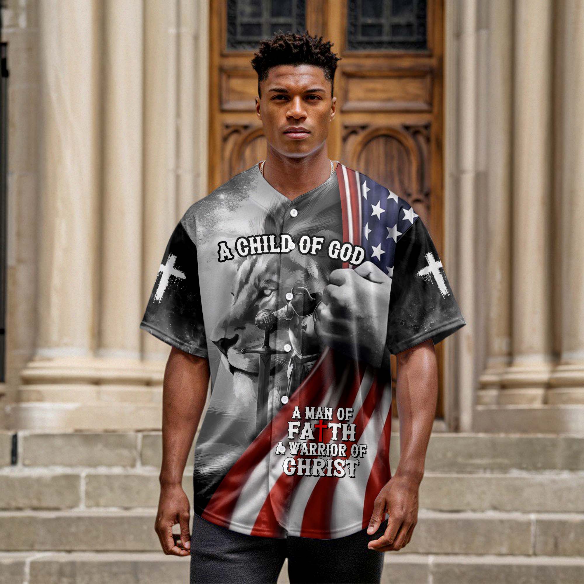 A Child Of God A man Of Faith A Warrior Of Christ Baseball Jersey