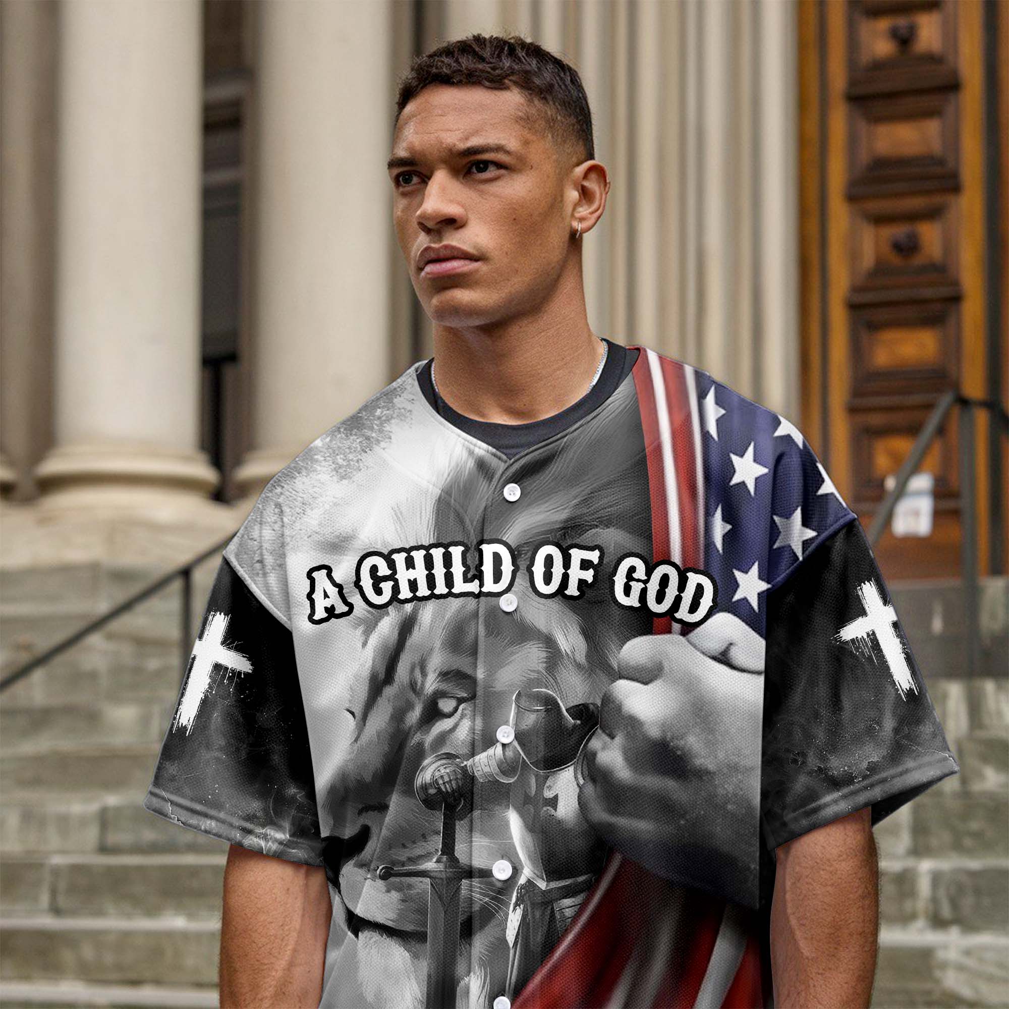 A Child Of God A man Of Faith A Warrior Of Christ Baseball Jersey