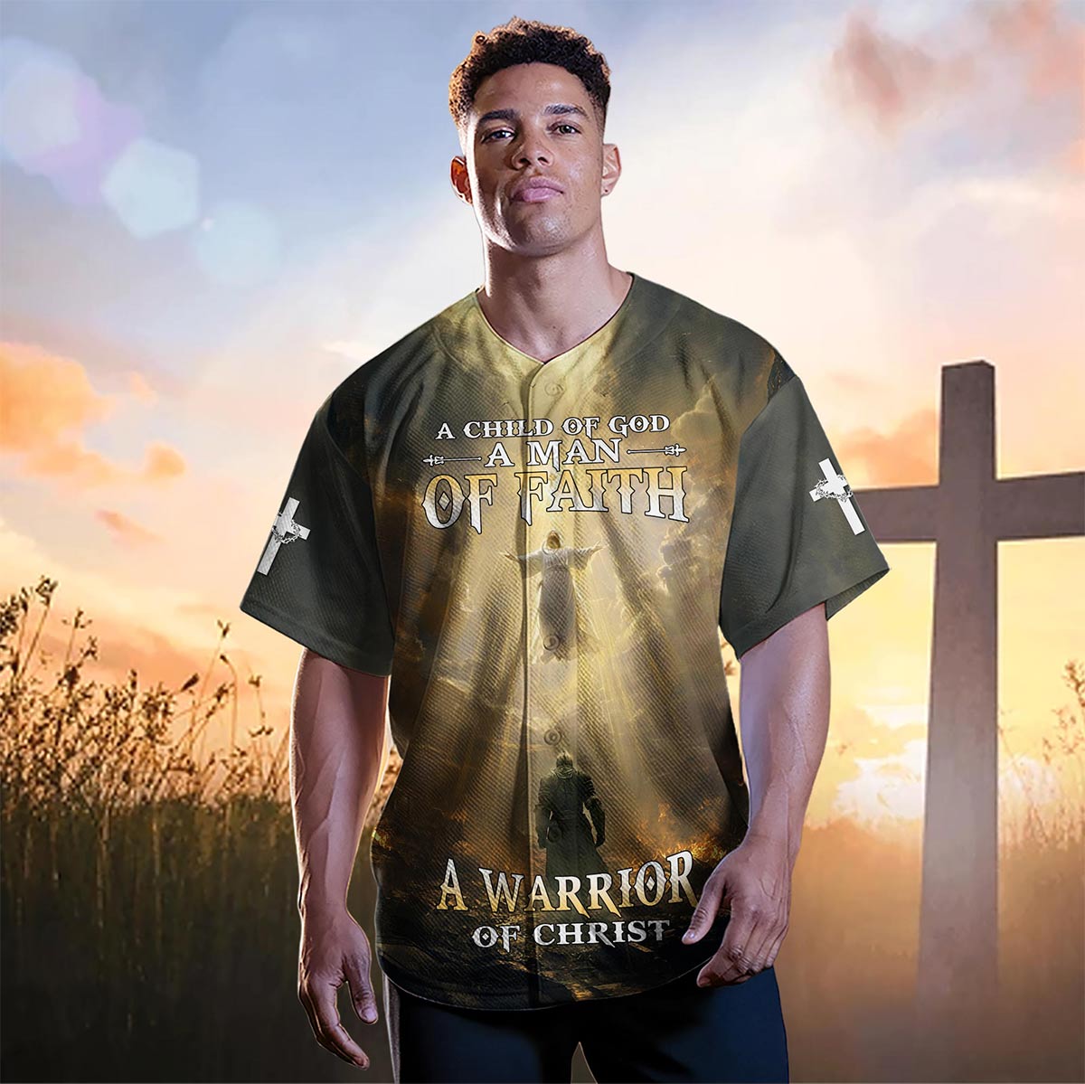 A Child Of God A Man Of Faith A Warrior Of Christ Baseball Jersey