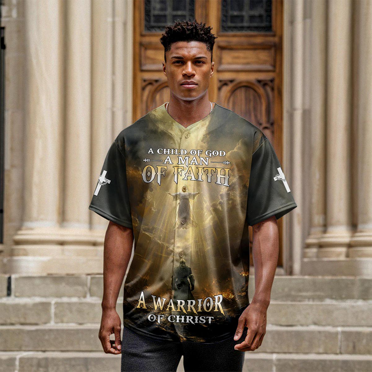 A Child Of God A Man Of Faith A Warrior Of Christ Baseball Jersey