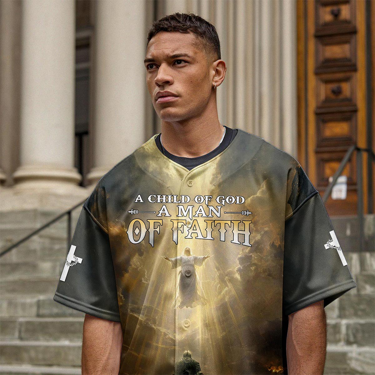 A Child Of God A Man Of Faith A Warrior Of Christ Baseball Jersey