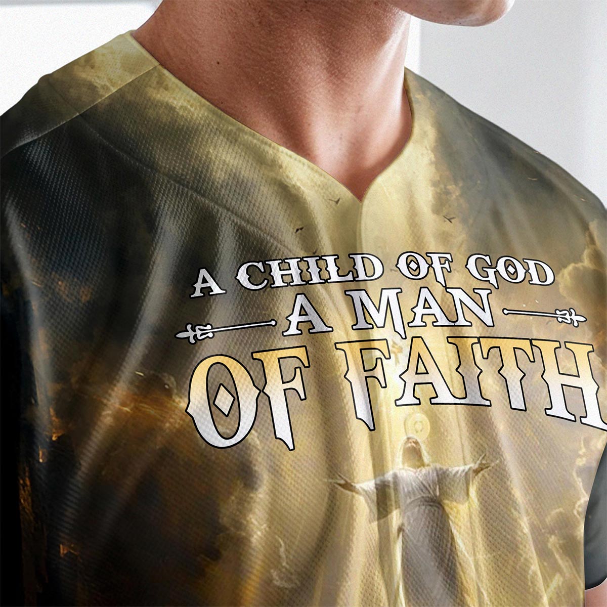 A Child Of God A Man Of Faith A Warrior Of Christ Baseball Jersey