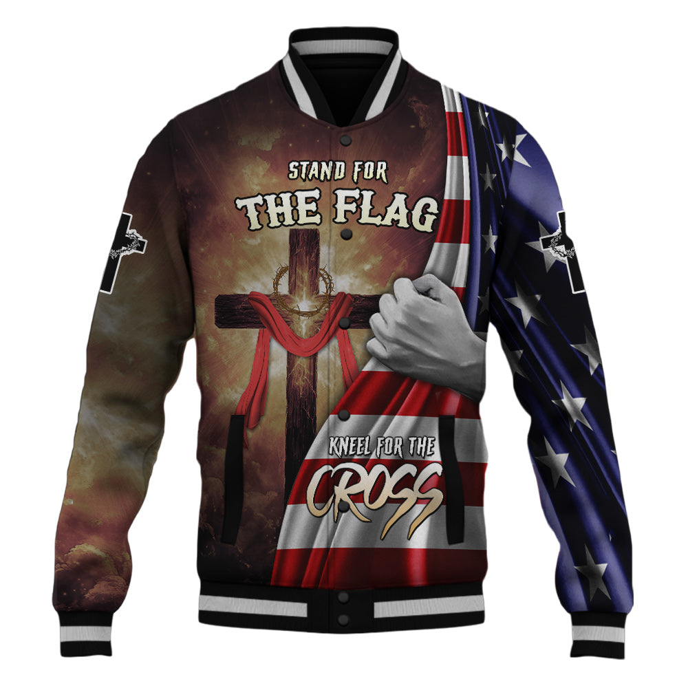 Stand for the Flag Kneel for the Cross Baseball Jacket