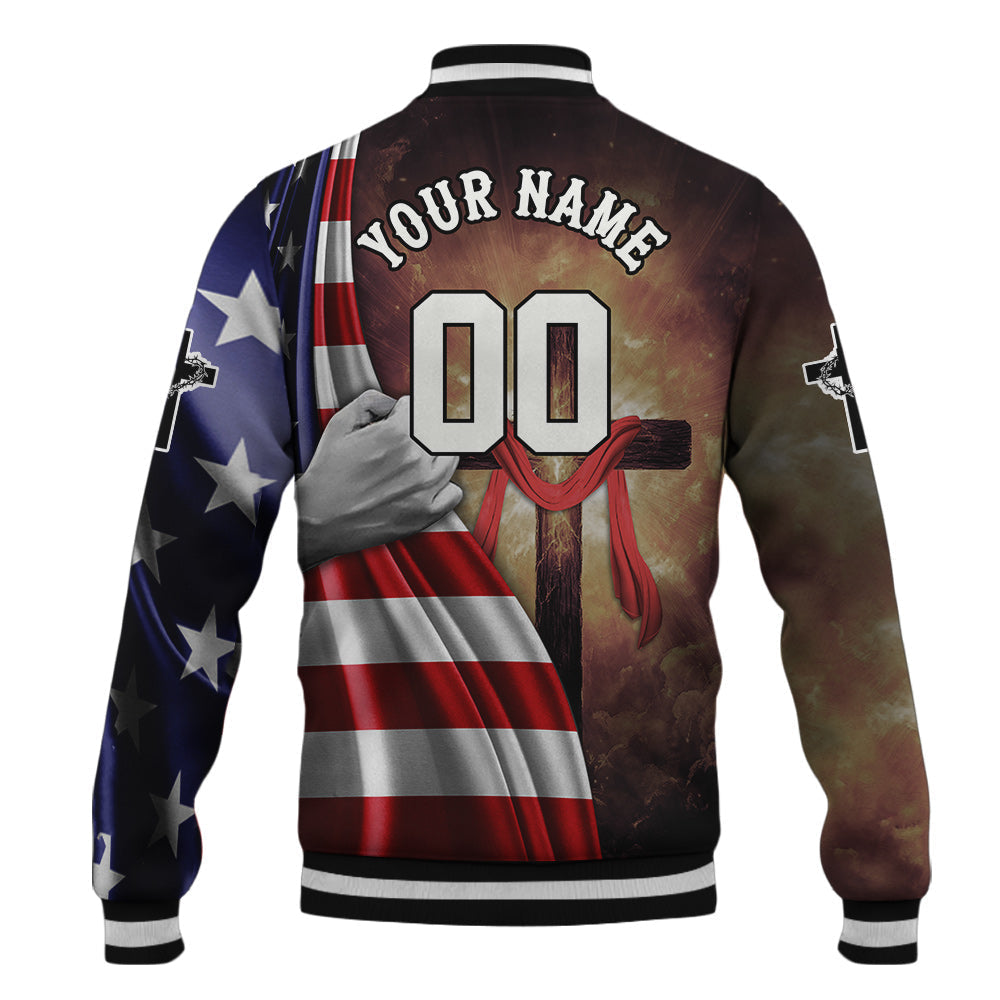 Stand for the Flag Kneel for the Cross Baseball Jacket