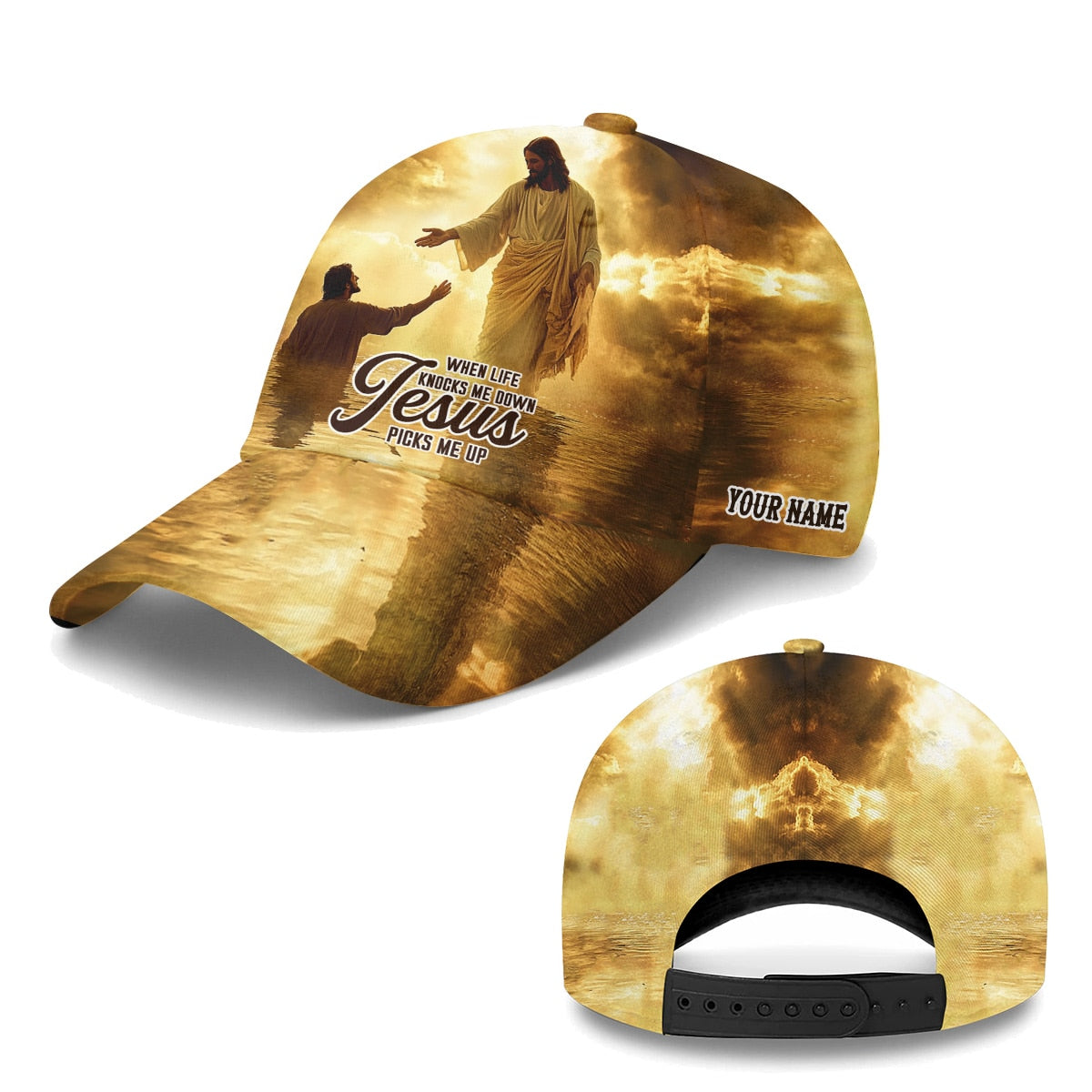 When Life Knocks Me Down Jesus Picks Me Up Baseball Cap