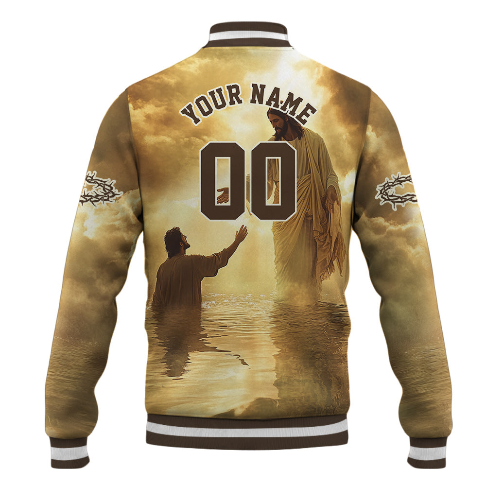 When Life Knocks Me Down Jesus Picks Me Up Baseball Jacket