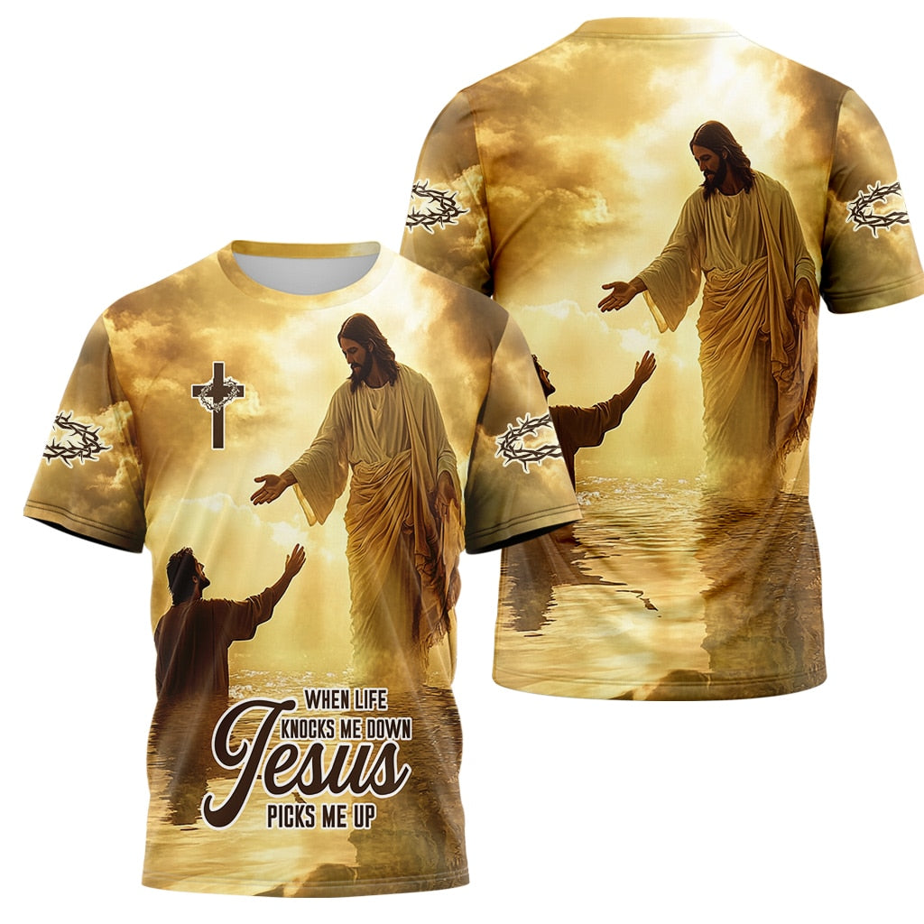 When Life Knocks Me Down Jesus Picks Me Up T-shirt