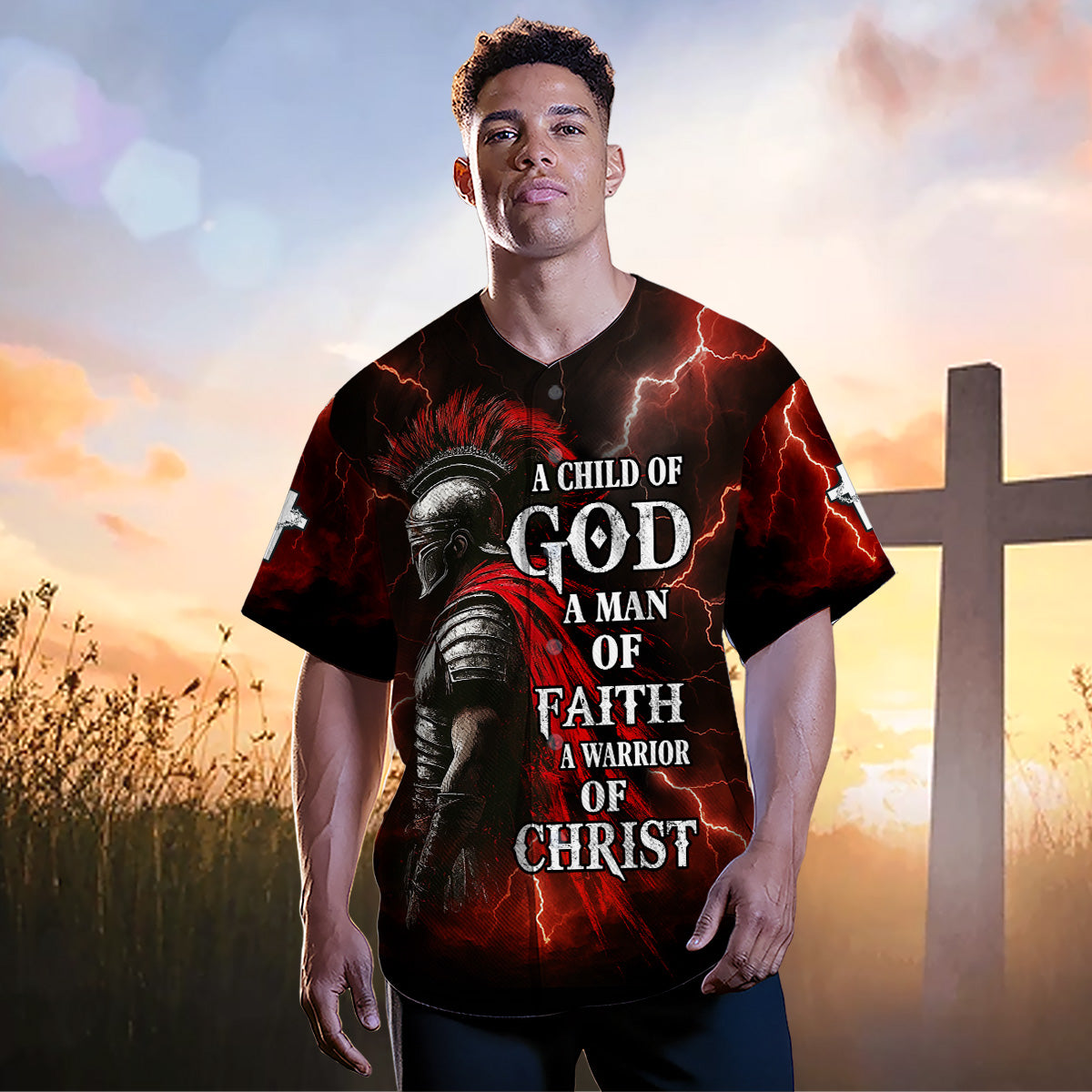A Child Of God A Man Of Faith A Warrior Of Christ Baseball Jersey