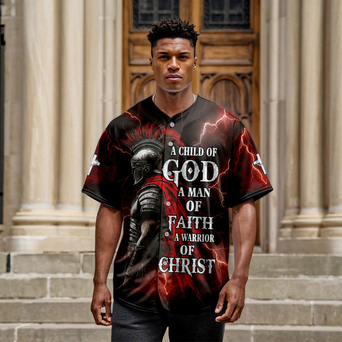 A Child Of God A Man Of Faith A Warrior Of Christ Baseball Jersey