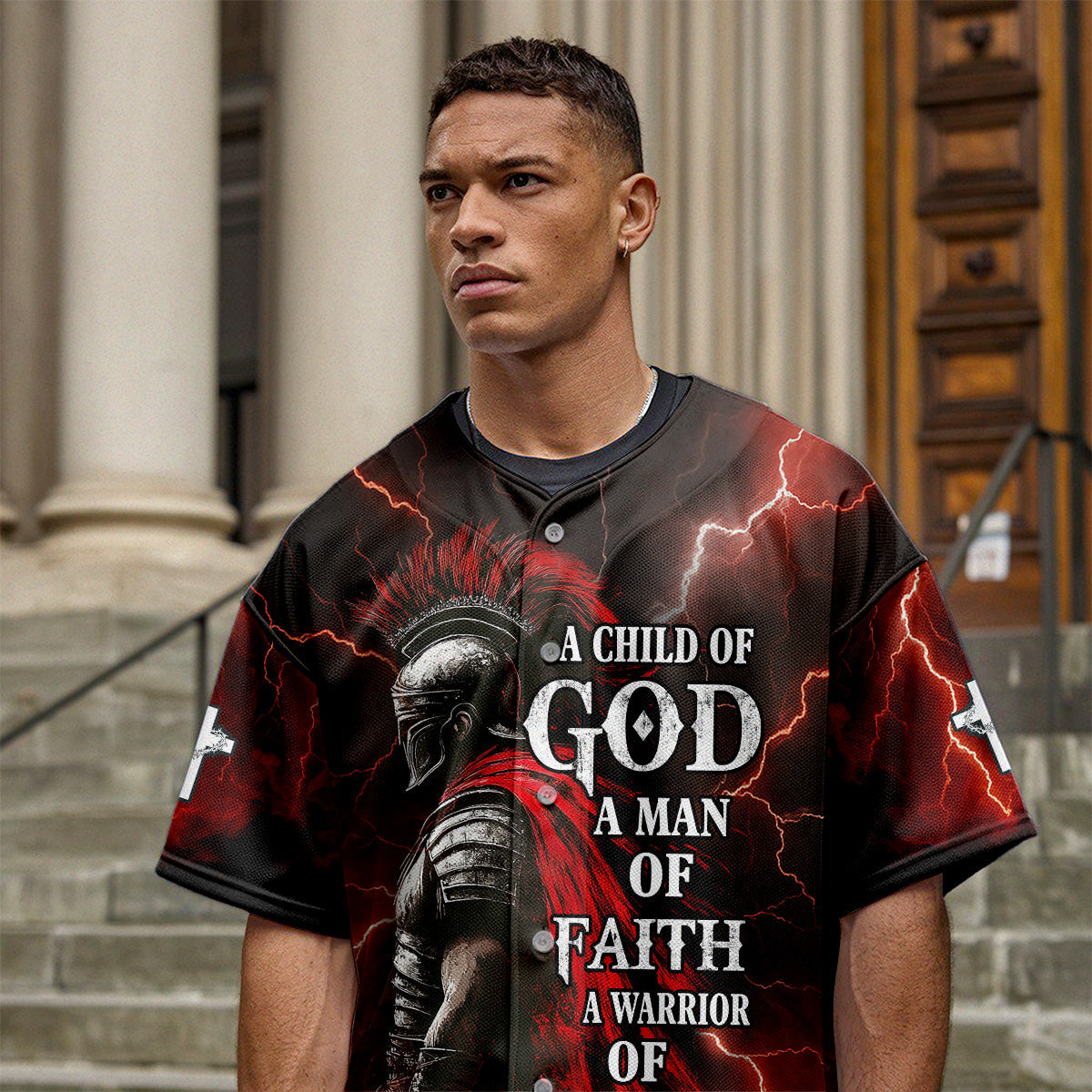 A Child Of God A Man Of Faith A Warrior Of Christ Baseball Jersey