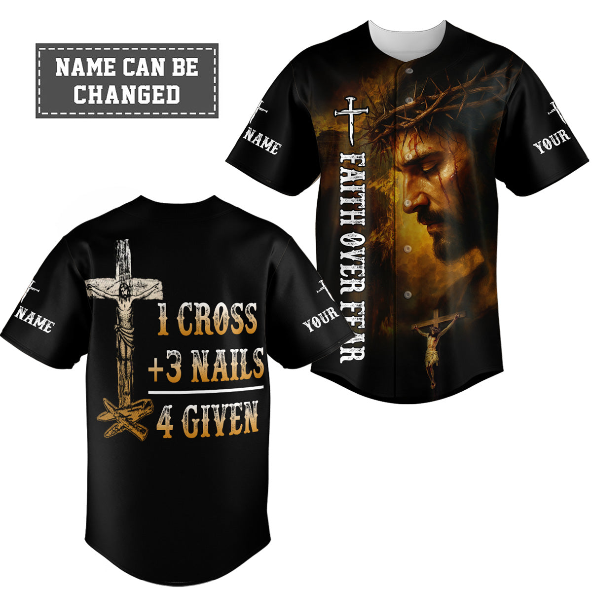 1 Cross 3 Nails 4 Given Custom Name Baseball Jersey
