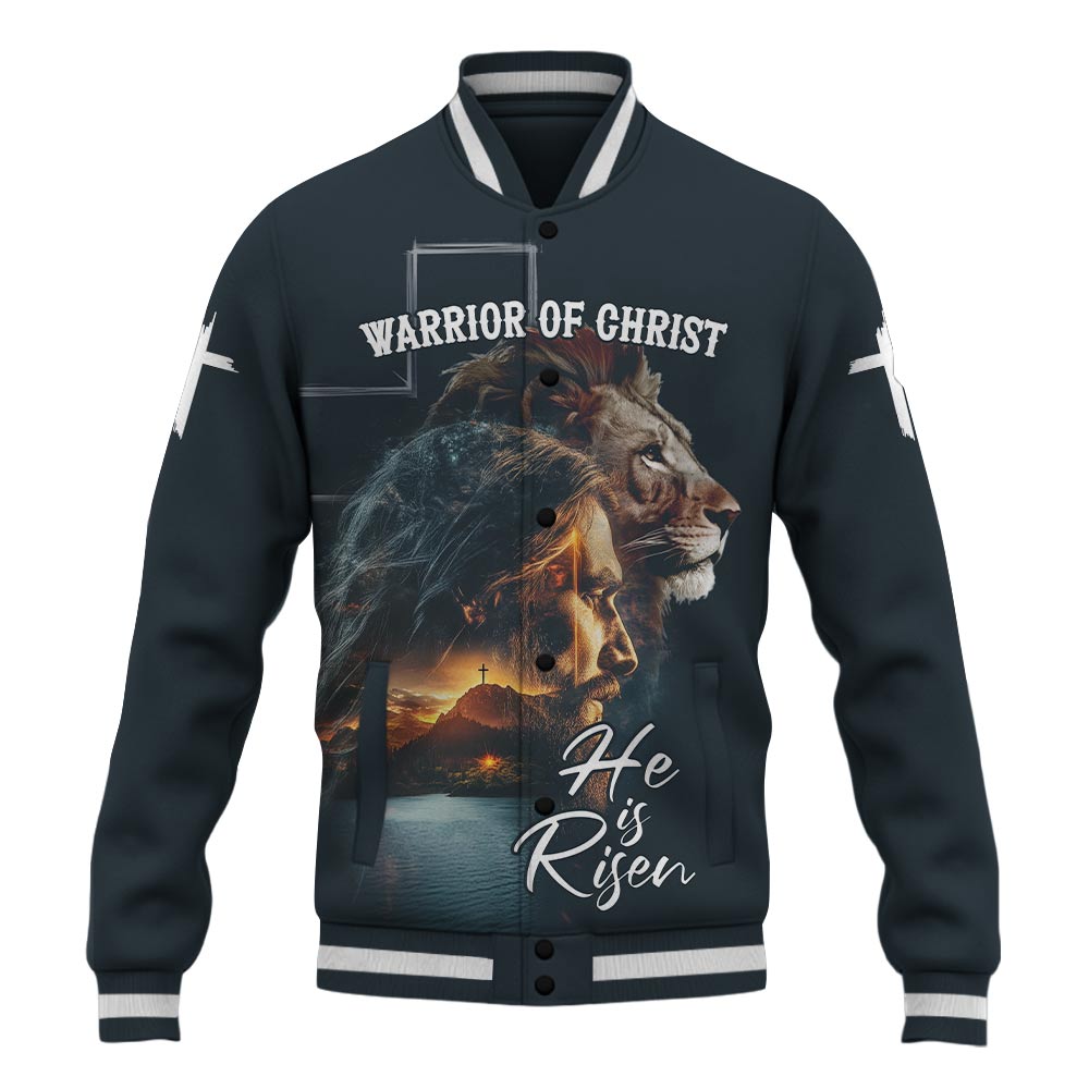 Warrior of Christ He is Risen Baseball Jacket