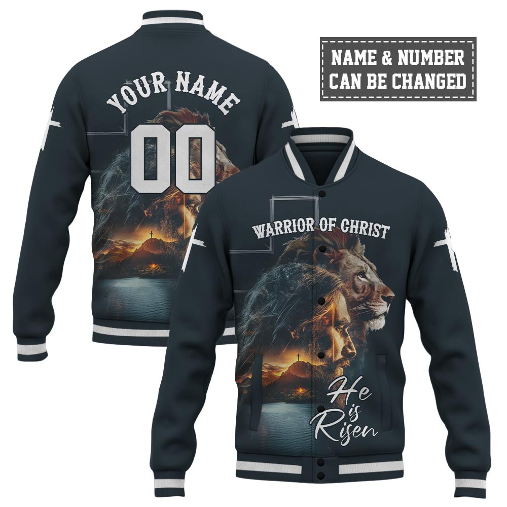 Warrior of Christ He is Risen Baseball Jacket