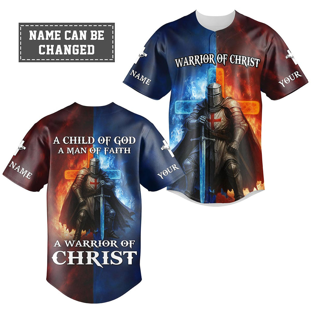 A Child Of God A Man Of Faith A Warrior Of Christ Custom Name Baseball Jersey