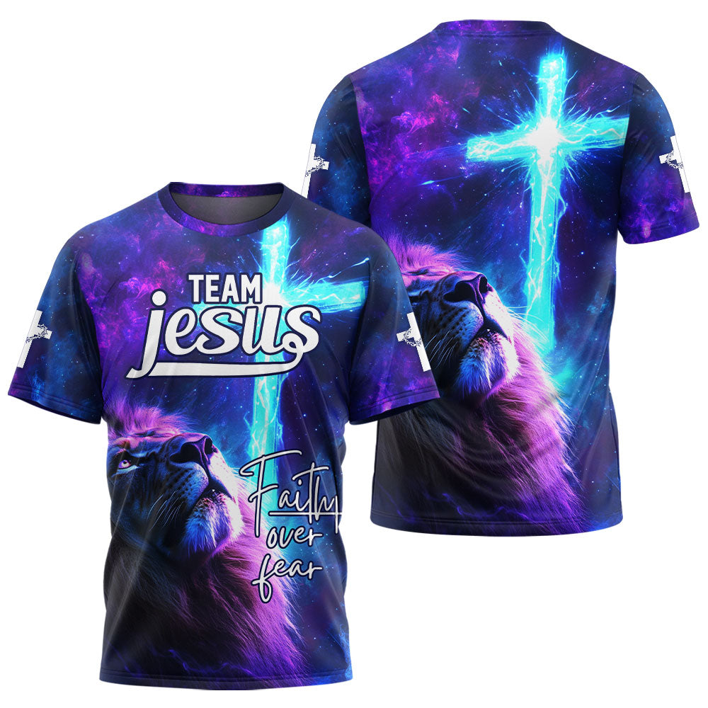 Team Jesus – Lion’s Faith & Heavenly Cross T-shirt