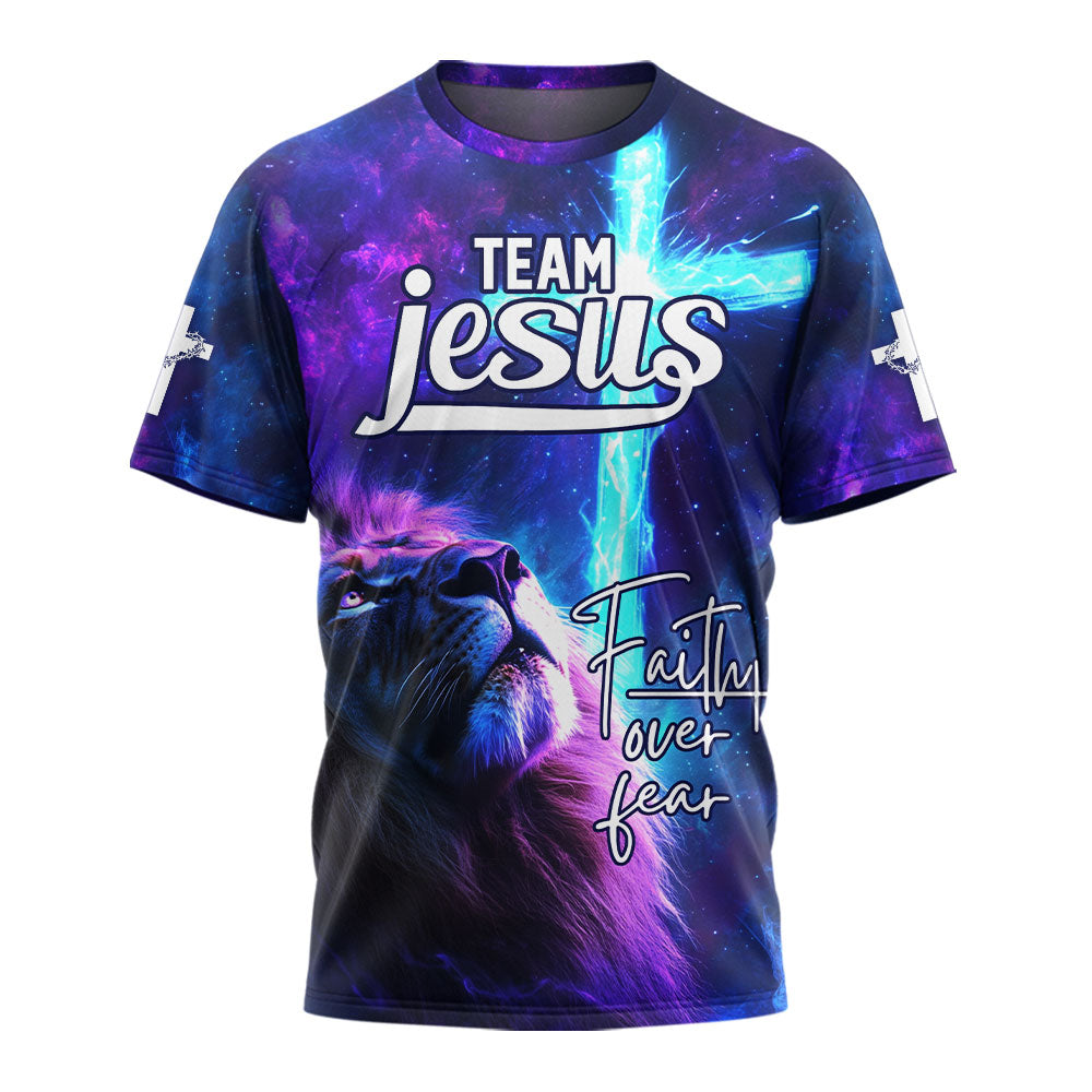 Team Jesus – Lion’s Faith & Heavenly Cross T-shirt