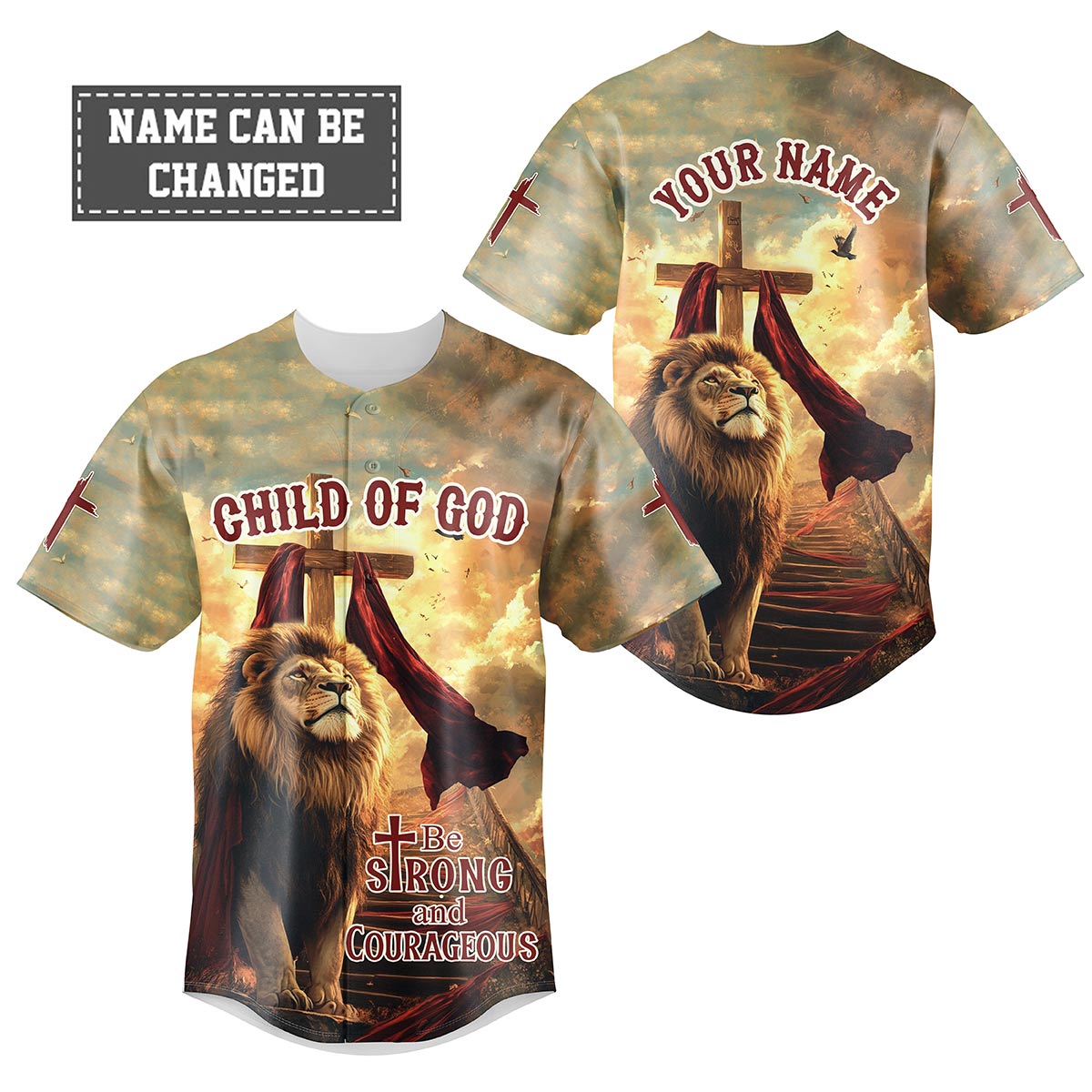 Be Strong and Courageous Custom Name Baseball Jersey