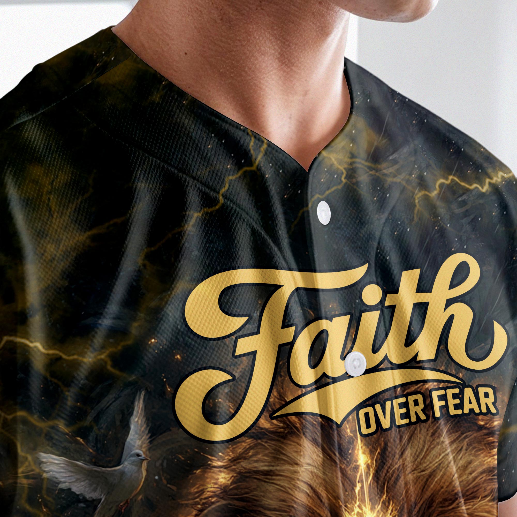Faith Over Fear Divine Strength Baseball Jersey