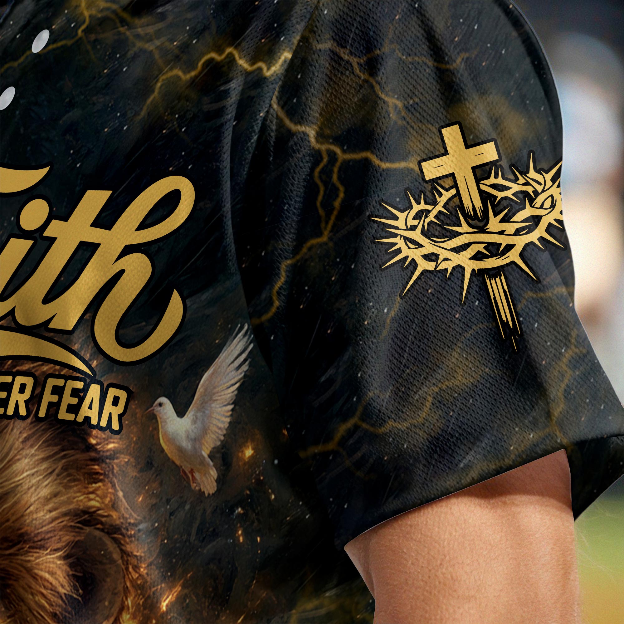 Faith Over Fear Divine Strength Baseball Jersey
