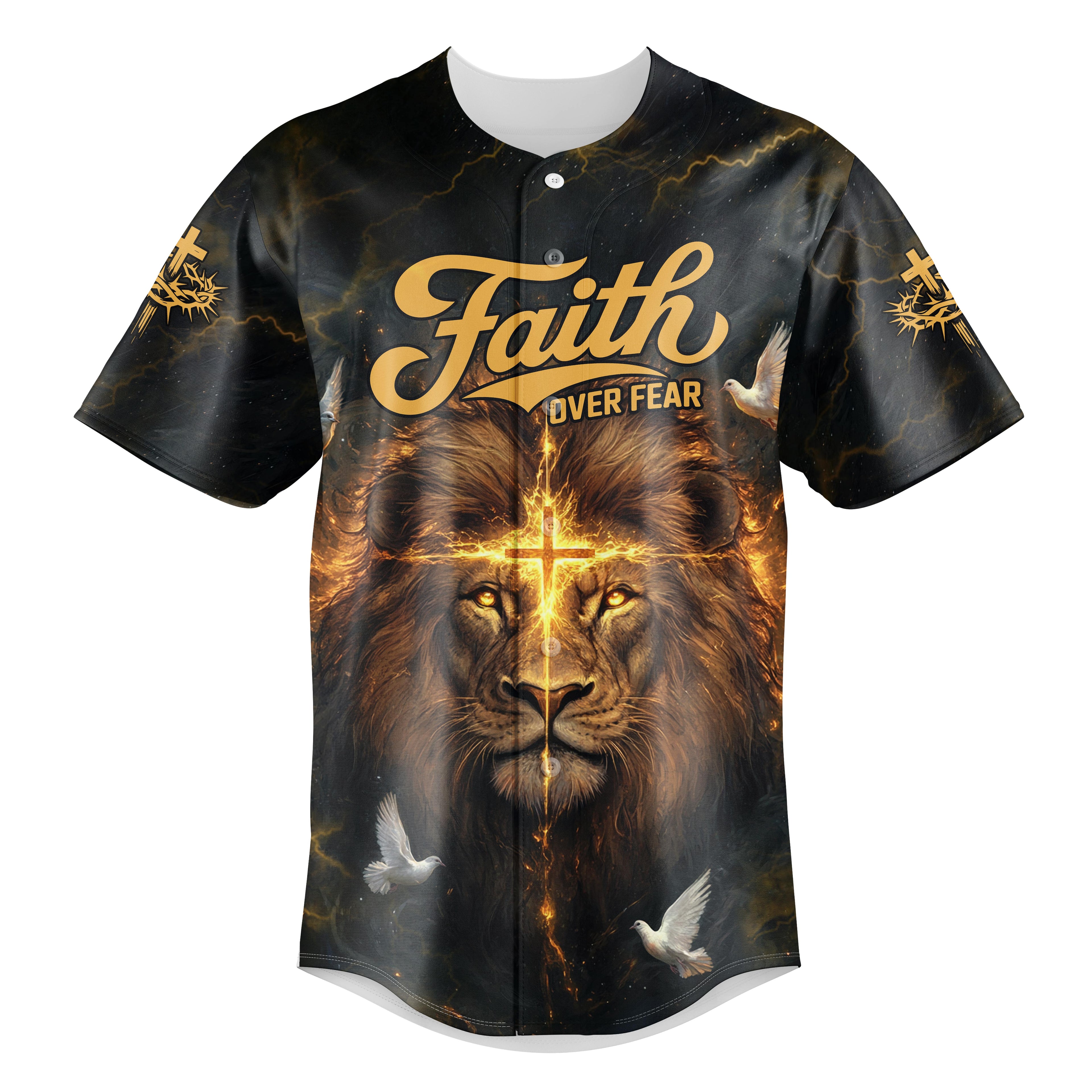 Faith Over Fear Divine Strength Baseball Jersey