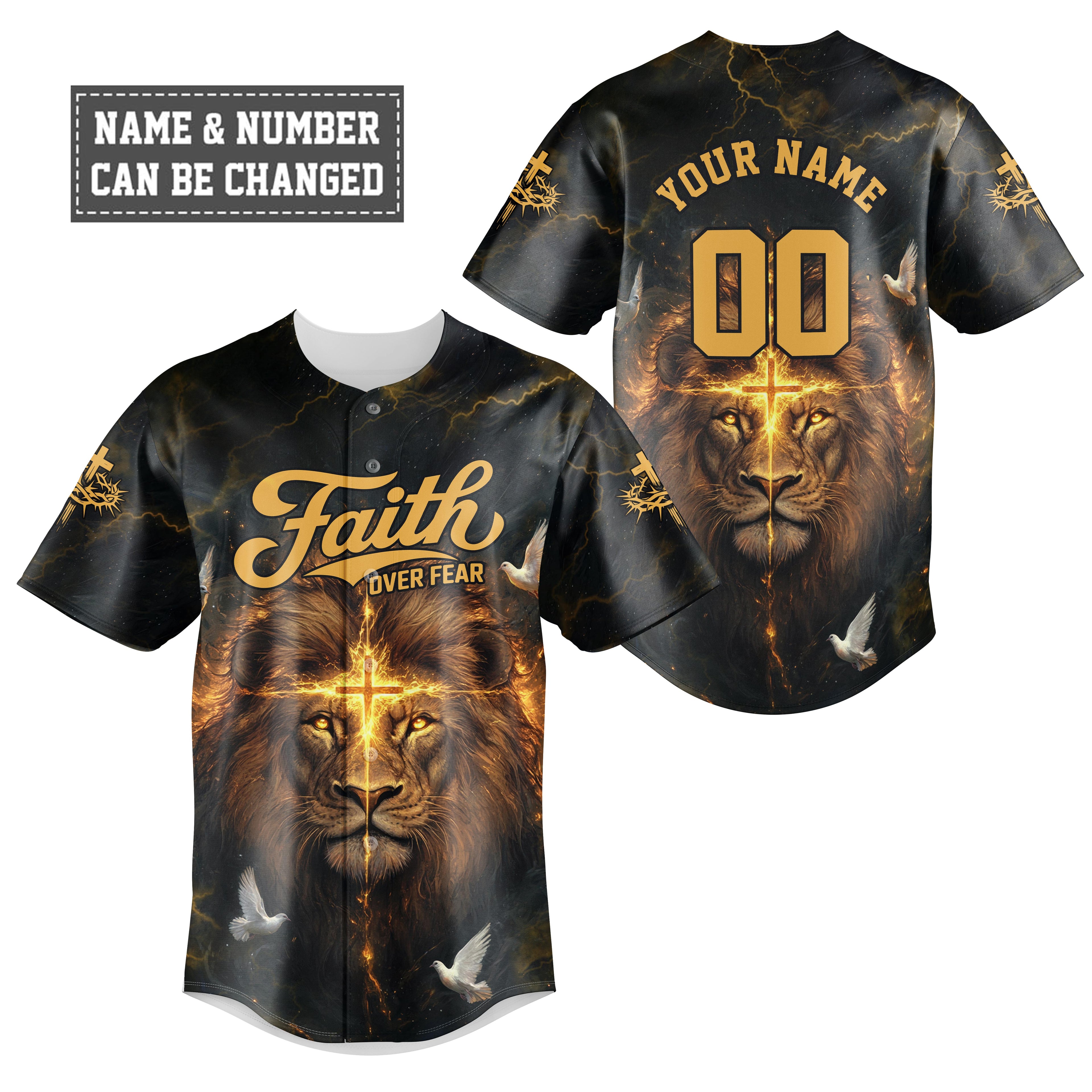 Faith Over Fear Divine Strength Baseball Jersey