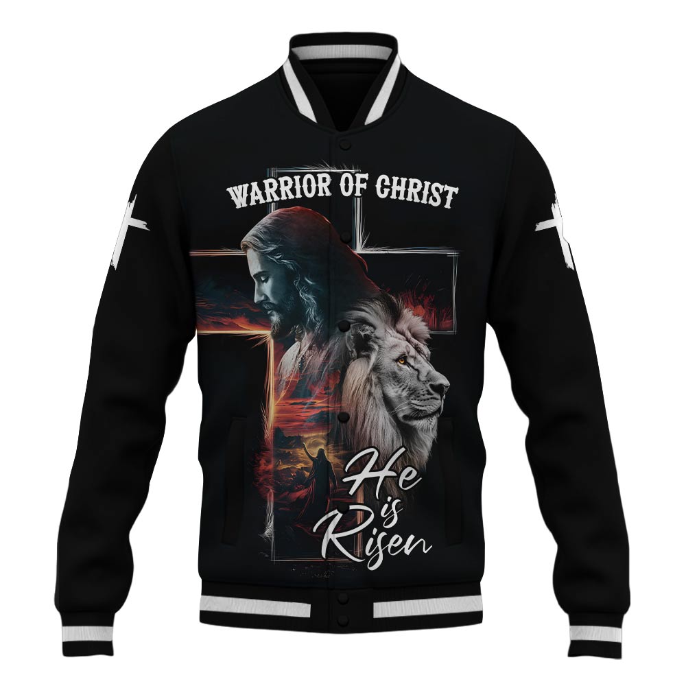 Warrior of Christ He is Risen Baseball Jacket