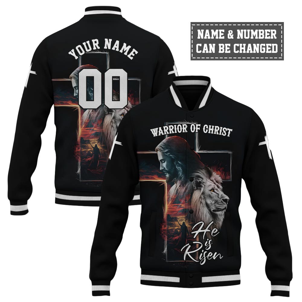Warrior of Christ He is Risen Baseball Jacket